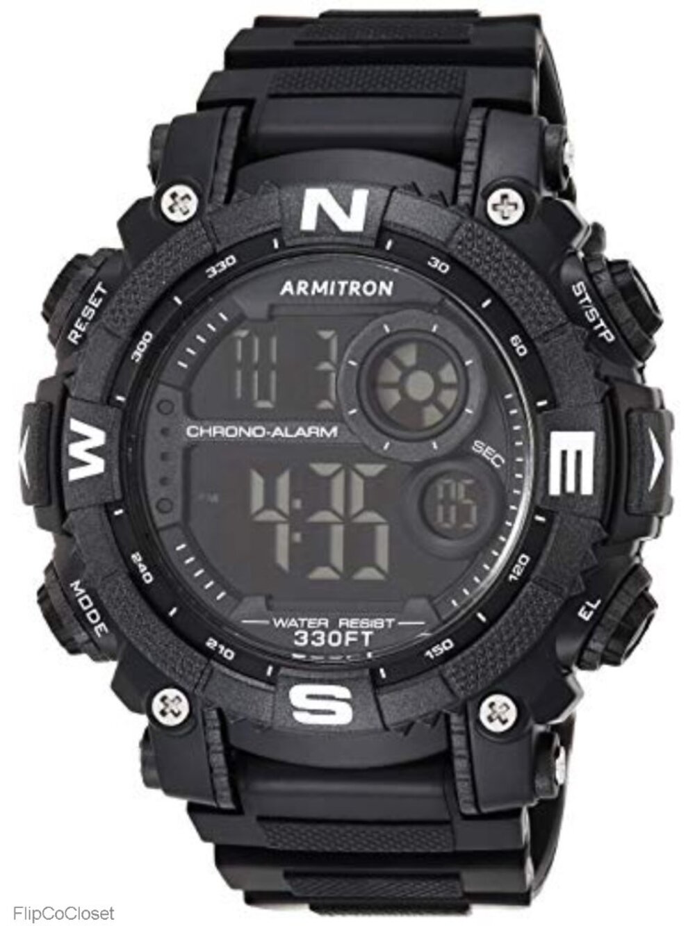 Digital Chronograph Resin Strap Watch with Backlight, Alarm